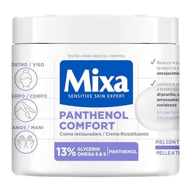 Mixa Crema Corporal Panthenol Comfort para pieles atópicas con 13% de [Glicerina + Pantenol]. Calma el picor. Apta para pieles sensibles y niños. 400 ml.