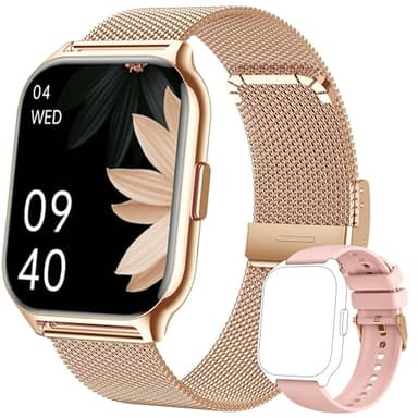 ZOSKVEE Reloj Inteligente Mujer, [Dos Correas] Bluetooth Llamada y Recibir Whatsapp, Smartwatch Deportivo con Presión Arterial, 100+ Deportes, Ritmo Cardíaco, DIY Esferas, para iOS Android