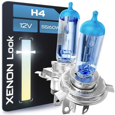 Gread - Bombillas H4 55W 12V Luces Para Faros Delanteros, Super Blanco Lámpara Halógena Auto Lámpara 8500K, larga vida Paquete de 2