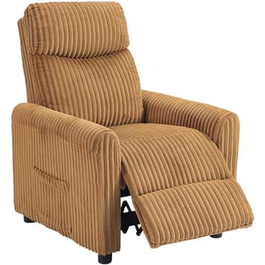 HOMCOM Sillón Relax Reclinable, Sillón Reclinable Manual, Tapizado en Pana, Instalación Rápida, Reposapiés, Acolchado Grueso, para Salón, Dormitorio, Oficina, Marrón