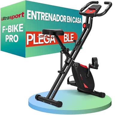 Ultrasport F-Bike Pro Bicicleta Estática Plegable hasta 150 KG, con 16 Niveles, Sillín Cómodo, Extra Silenciosa I Bici Estática Plegable Indoor, Bicicletas Estáticas, Rojo-Negro