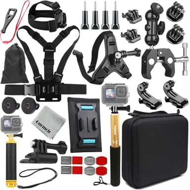 Gurmoir Kit de Accesorios para Gopro 13/12/11/10/9/Osmo Acción 6/5 pro/4/Insta 360 X5/X4 y más cámara de acción, Soporte de Mochila Monte/Soporte de Casco Monte Kit para Gopro/Insta 360 (DT18)