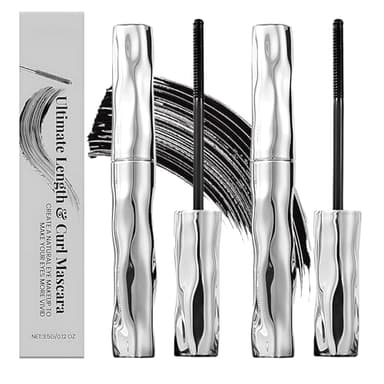 3 Pcs Máscara Metálica Rímel con Cepillo Metálico, Larga Duración Alarga Ríza, Resistente al Agua y al Sudor, No Se Corre Fácilmente, Aplicación Uniforme Sin Grumos (Negro)