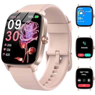 Reloj Inteligente Mujer Hombre con Llamadas Bluetooth y Voz AI, 1.85'' Smartwatch con Whatsapp Notificación, Pulsómetro/SpO2/Sueño/Podómetro, 110+ Modos Deportivos, Impermeable IP68 para iOS/Android