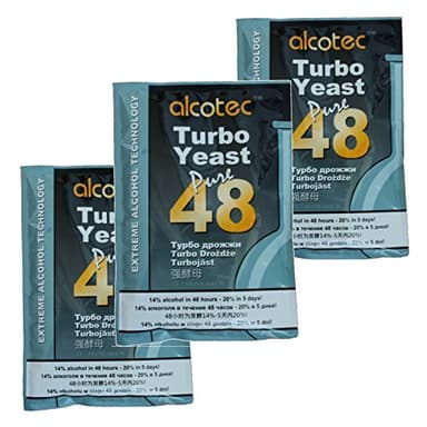 Alcotec Levadura turbo de 48 horas | Levadura de cerveza en polvo | Levadura de vino para hacer vino | Levadura seca instantánea | Levadura nutricional | 135 g (3 paquetes)