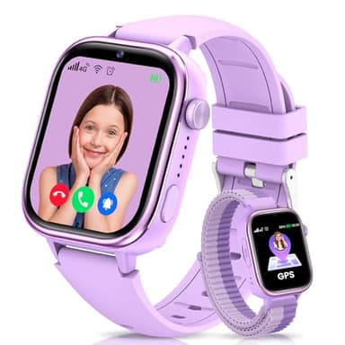 SWGOTA 4G Reloj Inteligente Niño con GPS y Teléfono, Smartwatch Niños con Videollamadas, Mensajes, Modo Escuela, SOS, IP68 Impermeable, Despertador, Podómetro - Regalo Ideal para Niños y Niñas Púrpura