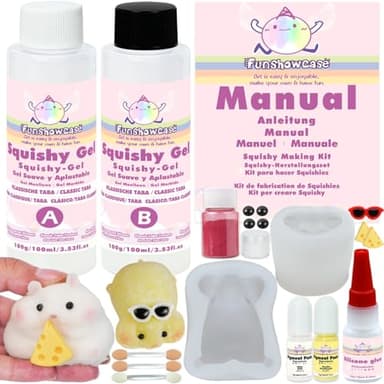 FUNSHOWCASE Taba Squishy Maker 2 Moldes de Silicona para hámster + Gel + Kits Paquete para Hacer Fufu Squish