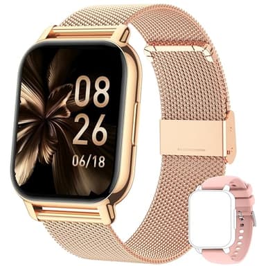 Popglory Reloj Inteligente Mujer, Llamadas/Presión Arterial/100+ Deportes Smartwatch Mujer, Frecuencia respiratoria Frecuencia Cardíaca Oxígeno en Sangre Sueño, Reloj Android iOS