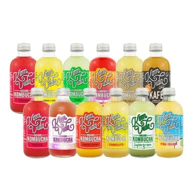 Té kombucha. Komvida. Kit multisabor. 12 botellas de kombucha orgánica. 250 ml. Envío en frío.