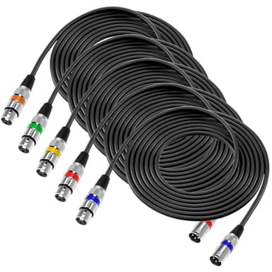 QWORK® 5 Piezas 5M Cable XLR, 3 Pines Macho Hembra Sin Interferencias, para Micrófono, Altavoces, Mezclador de Audio