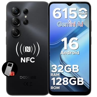 DOOGEE NOTE56X PRO Telefono Movil Octa Core Andriod 16, Batería 6150mAh, 32GB+128GB/2TB, 6.56" HD+ 90Hz Móvil,13MP+8MP,NFC/Dual SIM 4G/GPS/OTG/Huella Dactilar/Face ID/Widevine L1/3.5mm Jack Smartphone