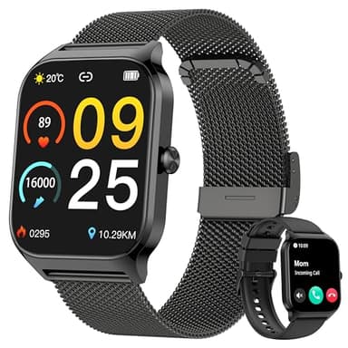 KALINCO Reloj Inteligente Mujer Hombre, Smartwatch Mujer con Llamadas/Whatsapp/Presión Arterial/Frecuencia Cardíaca/SpO2/Sueño/Estrés, Pulsera Actividad, Reloj Despertador Digital, Regalo iOS Android