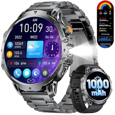LIGE Reloj Inteligente Hombre,1.85" HD Smartwatch Hombre con Llamadas,Pulsómetro SpO2, Monitor Sueño, Podómetro,Batería de 1000 mAh, 110+ Modos Deportivos iOS Android,Negro