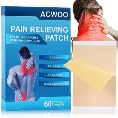 ACWOO Parche para Aliviar el Dolor, 60 PCS Parches para el Dolor, Parches de Dolor en las Articulaciones, para Aliviar Dolores Derivados De La Artritis Reumatoide, Espalda, Rodilla, Muscular, etc