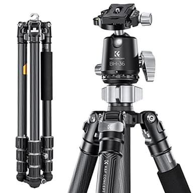 K&F Concept Trípode Cámara,173cm Trípode de Carbono Fotografía Compacto y Professional con 360° Rótula de Bola y Placa de Liberación para Cámara DSLR Carga 16kg