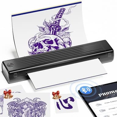 Itari Termocopiadora Tattoo, Impresora Tatuajes con 10 Hojas de Papel de Transferencia, Impresora Termica Tattoo, Prensas de impresión Compatible con Smartphone PC, Negro