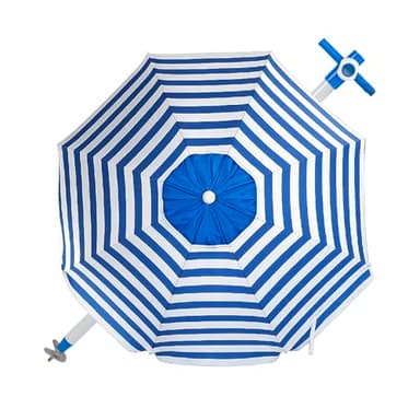 Pincho Sombrilla Playa Grande Ø240 cm, antiviento hasta 35km/h, protección UV 50, Materiales de Calidad, Tubo de Metal, 8 Varillas de Fibra de Vidrio, Palo reclinable, Incluye Bolsa de Transporte
