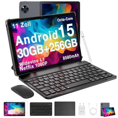 DOOGEE U11 Pro Android 15 Tablet con Teclado y Lápiz, 30GB+256GB/2TB Tablet 11 Pulgadas Octa-Core con Funda & Raton, 8580mAh/ 90Hz/ Widevine L1/Dobles Altavoces/WiFi 5/13MP+5MP/Face ID Tableta Grande