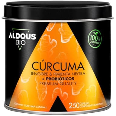 250 Cápsulas PROBIÓTICOS + BIO Cúrcuma con Jengibre y Pimienta Negra - 1460mg - con Curcumina y Piperina - Antiinflamatorio Natural - Fórmula Avanzada - Certificación Ecológica