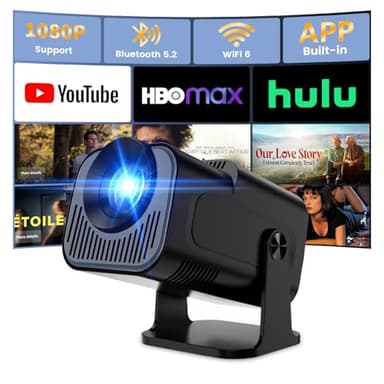 [App Integrada] Mini Proyector 4K 1080P Supote Videoproyector Portátil WiFi 6 BT5.4 180° Rotation Compatible con HDMI/TV Stick/Laptop, Negro