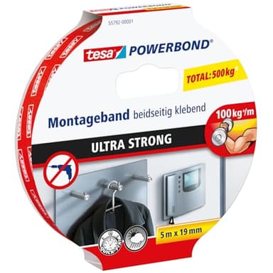 tesa Powerbond Ultra Fuerte: cinta de doble cara 5m x 19mm
