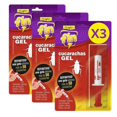 FLOWER x 3 Insecticida Anti Cucarachas Formato Jeringa 10 gr | Jeringuilla Anticucarachas Eficaz Elimina y Mata Cucaracha | Gel Atrayante y Duradero | Interior y Exterior | Aplicación Fácil y Segura