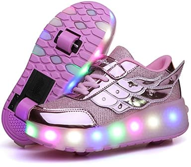 Zapatillas con Ruedas para Niña y Niños Led Luces Patines en Linea Bambas con Ruedas Deportivas Patines al Aire Libre Gimnasia Running Niños Multiusos Automática Zapatos de Skateboard con USB Carga