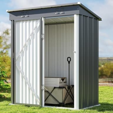 Bealife Caseta Jardín Exterior, Cobertizo Metálico Almacenaje con Puerta Corrediza, de Herramientas, Exterior y Patio,180x162x95cm (Gris)