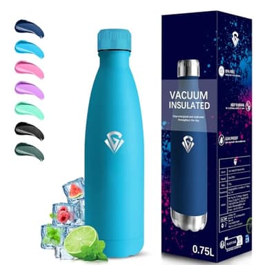 Grsta Botella Agua Acero Inoxidable, 750ml Botella Termica, A Prueba de Fugas, Botella sin Bpa, Botella de Agua Deportiva, Doble Aislamiento, Cantimplora para Cámping, Senderismo, Yoga, Oficina
