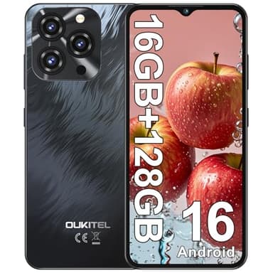 OUKITEL C3 2026 Telefono Movil, 16GB (4+12) RAM+128GB ROM/TF 1TB Telefonos Moviles Libres, 6.52" Smartphone Android 16, Batería 5000mAh Móvil, Cámara 13MP, 4G Dual SIM/Face ID/GPS/3.5mm Jack - Negro