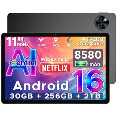 DOOGEE U11 Pro Android 16 Tablet 11 Pulgadas, 30GB+256GB/2TB TF Tableta para Niños, 8580mAh Octa Core Tablets Gaming Gemini AI, HD 90Hz, 13MP+5MP, WiFi 5G/Widevine L1/OTG/Face ID/GMS/GPS/3.5mm Jack