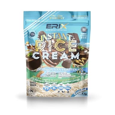 ERIX Nutrición Crema de Arroz Instantánea, Harina Sin Azúcar, Fácil Digestión Energía Pre y Post Entreno para Gachas, Cocina, Batidos, Rice Cream (1kg, Bombón Van Houten)