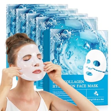 Collagen Mask Mascarilla de Colageno, Mascarilla Facial Colageno, Mascarilla Colageno Facial Coreana, Iluminar el Color de La Piel, Reducir las Líneas Finas, Hidratante (4pcs)