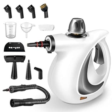 Limpiador de vapor portátil, versión mejorada 2025, limpiador móvil de alta presión de 1050 W, 3 BAR para suelos, ventanas, azulejos y muebles, con 12 accesorios.(Gray)