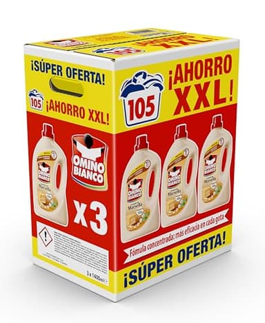 Omino Bianco Detergente líquido Marsella Pack ahorro 105 lavados
