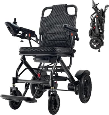 Silla de ruedas eléctrica ligera, solo 16 kg, silla de ruedas plegable para adultos, motores duales, plegable inteligente, scooters de movilidad motorizados para personas mayores, todo terreno, tamaño