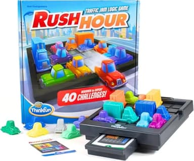 ThinkFun - Rush Hour Juego de Mesa Niños 8 Años, Rompecabezas Niños, Juego de Mesa 8 años o más, Juegos de Mesa Infantiles, Juego de Lógica, 40 Desafios, Nueva Edición