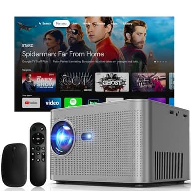 Proyector Portátil 4K 800 ANSI 3000 Lumens, WiFi 6, BT5.2, Enfoque Auto/Keystone, Asistente Voz, Compatible con HDMI/TV Stick/TV Box/Móvil/USB/Laptop/Rotation,Gris