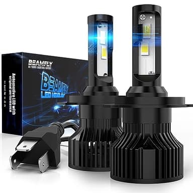 BEAMFLY Bombillas H4 LED 16000LM, HB2 9003 Lampara Faros Delanteros Coche, Kit de Conversión Halógena 12V, 6000K Luces Blancas