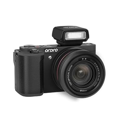ORDRO Cámara digital G930 sin espejo, cámara de vlog de 64 MP con lente F/1.96-3.64 de 16-80 mm, pantalla abatible de 3.2 pulgadas, video 4K 30fps y FHD 60, enfoque automático, tarjeta de 64 GB (kit
