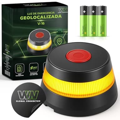 WORLD PRODUCTS STORE Baliza V16 Homologada DGT - Luz Emergencia Coche Homologado DGT Geolocalizada -Datos Pagados Hasta 2038 - Conectividad DGT 3.0 -V16 con Geolocalización