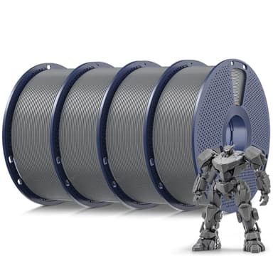 SUNLU Filamento PLA Multicolor, Filamento para Impresora 3D PLA de 1,75 mm +/- 0,02 mm, Fácil de Usar, Compatible con la Mayoría de Impresoras 3D FDM, Carrete de 1 kg, 4 Piezas (4 Gris)