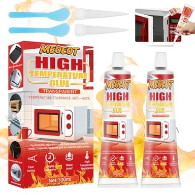 Meoeot 100ml Pegamento Alta Temperatura, Transparente Silicona Alta Temperatura, Soporta Hasta 600°C, Silicona Refractaria, Curado Rápido, Adecuado para Chimenea, Chimeneas, Campana Extractora