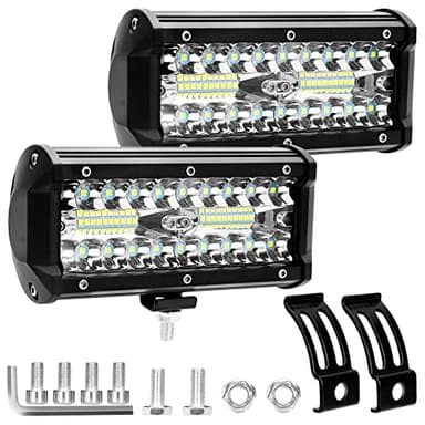 2pcs Foco Led Tractor, 7" 240W 24000LM Super Bright y Potentes Faros Trabajo Led Coches 6000K IP68 Impermeable de Faros Luz Adicionales Blanco Frío para Off-Road,Camión