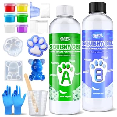 Kit de Silicona para Taba Squishy 500g, Silicona Líquida de Curado Rápido con Proporción 1:1 AB, Kit para Hacer Squishies Ultra Suaves para Patas de Gato, Reglas Anti-Estrés para Principiantes
