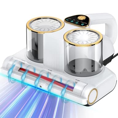 RWSRW Aspiradora Antiácaros,Aspirador de Ácaros con Luz UV y Ultrasonido Calentamiento 16Kpa de Succión 500W Aspiradora de Acáros Elimina 99,9% de BacteriasAlérgenos y Ácaros Polvo Aspirador