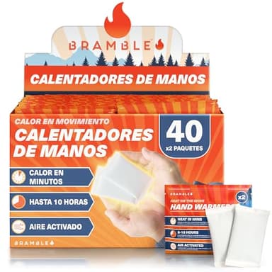 Bramble - Calentadores de Manos (40 Pares, 80 en Total) - Calentadores de Bolsillo activados por Aire para Actividades al Aire Libre - Se calientan en Minutos - hasta 10 Horas de Calor