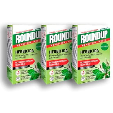 PACK x3 ROUNDUP Herbicida para todo tipo de malas hierbas cubre hasta 108 m2 | 3 Envases de 250ml | Formula Concentrada | Efectos en 1 hora | Elimina hasta 70 especies de hierbas/musgo | Nexum Market