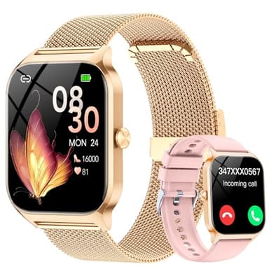Reloj Inteligente Mujer con Llamadas y Voz de Al, Whatsapp Notificaciones,1.85" Smartwatch Mujer con SpO2/Pulsómetro/Monitor de Sueño,120+ Modos Deportes, IP68 Regalo para iPhone Android, Dual Straps