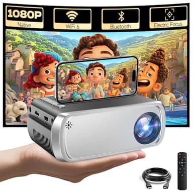 Mini Proyector 2025 Upgraded, 10000 Lumens Video Projector con Full HD 1080P, Compatible with Phones/PC/TV Stick/PS5/Laptop/Android/iOS, Portable Projector para Uso Interior y Exterior